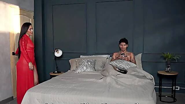 Big-assed stepmother seeks in her stepson the companionship her husband never gives her