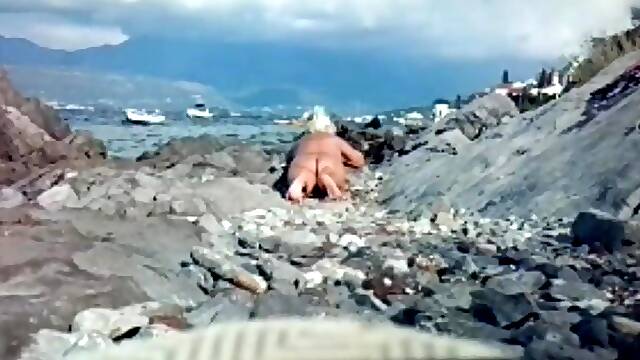 Dutch bosnian granny on the beach