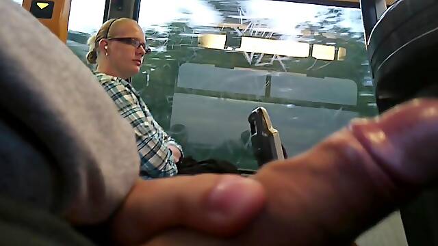 Public cumshot in train