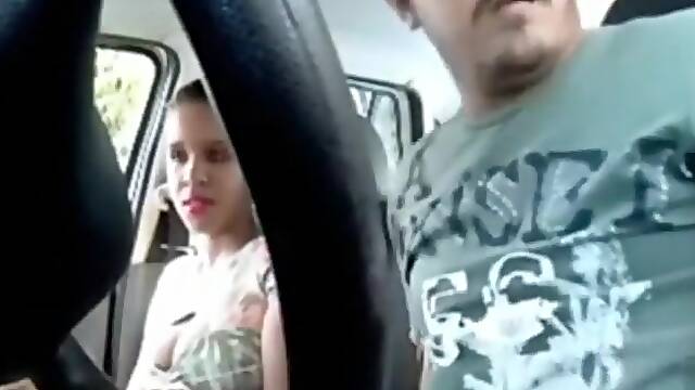 Car sex with a big titty prostitute