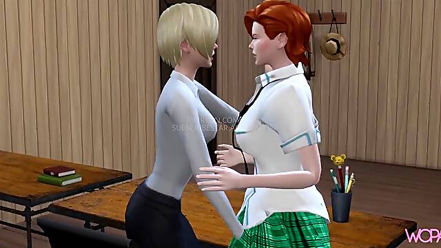 Estudiante Profesor, Lesbianas Maestra Y Alumna, Pelirroja Meando