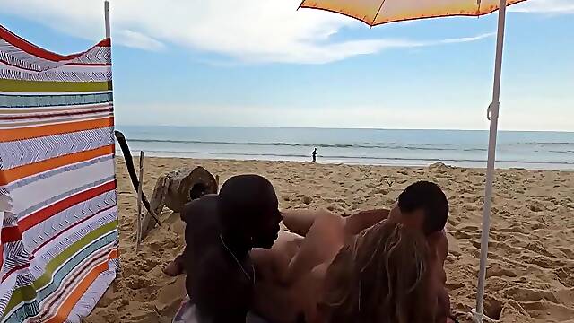 Hotwife MILF Double-Penetrated on Beach