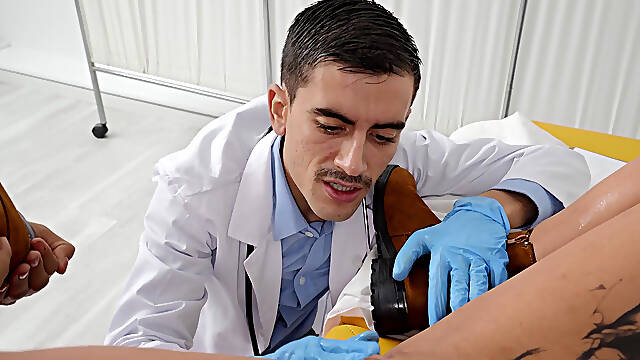 MILF Jolee Love with fake tits has sex with a young doctor