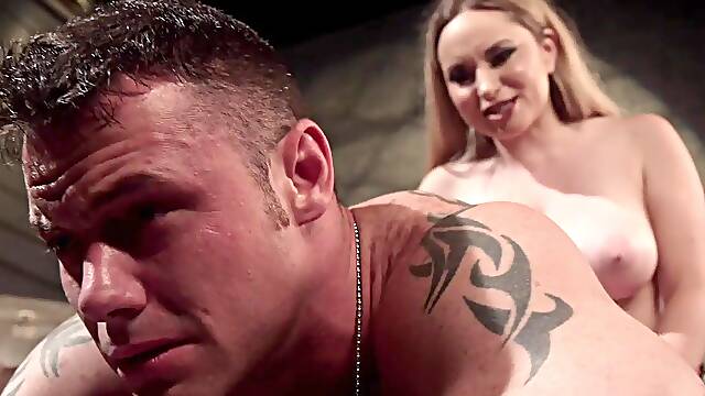 MILF femdom pegging muscle tattooed man