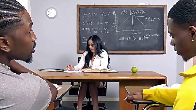 MILF teacher Jennifer White takes her students' big black cock