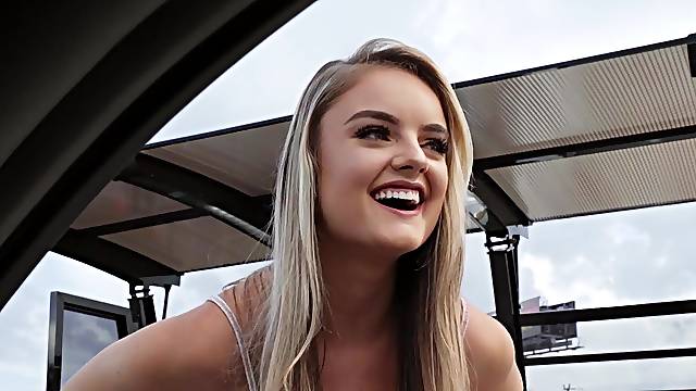 Great car sex with Lexie Fux, who wows with her perfect pink pussy