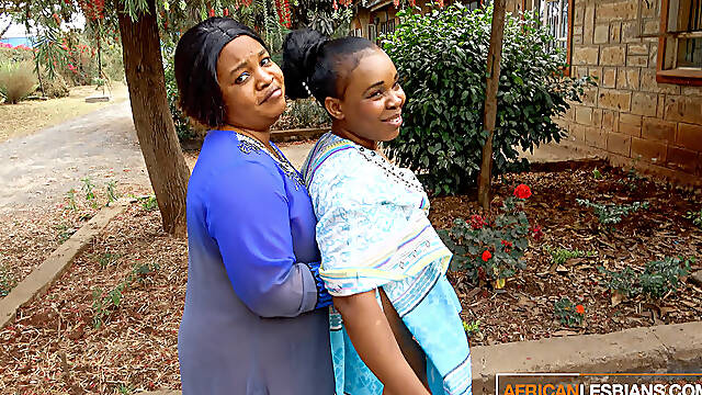 African MILF Lesbians Make Out In Public