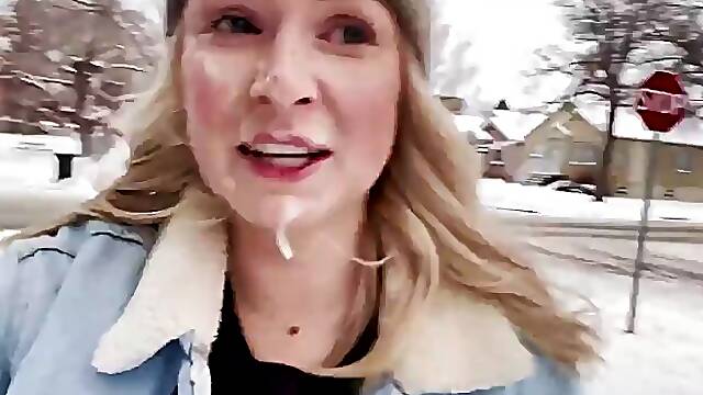 Cum Covered Bunny Frozen Sperm On Face Cum Walk