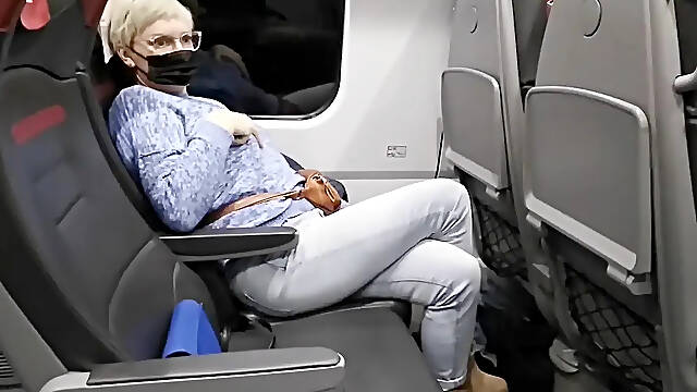 Public MILF rides to toe-curling orgasm on train