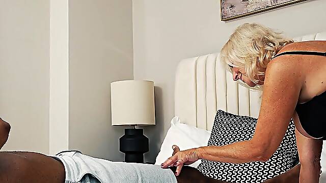 Older British granny Sapphire Louise enjoys a BBC and gives a tasty blowjob.
