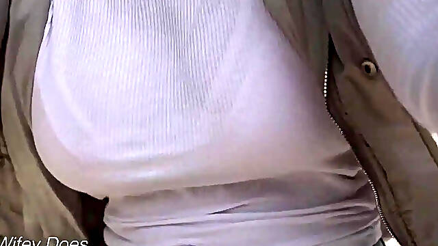 Daring and Busty: Braless Wife on Public Bike Ride