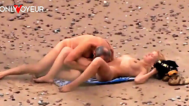 Older guy fucks hot MILF on the beach