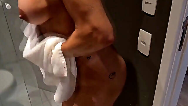 MILF brunette maid shocked by boss's big rod