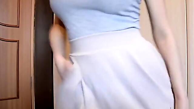 Milf riding dildo on the wall on amateur homemade sextape