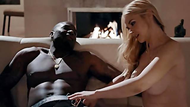 Blind woman hires black gigolo who fucks her on the couch