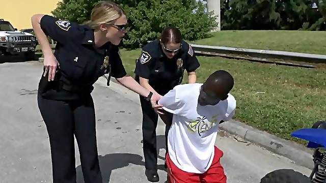 Police women spread legs wide and hook up with the black guy