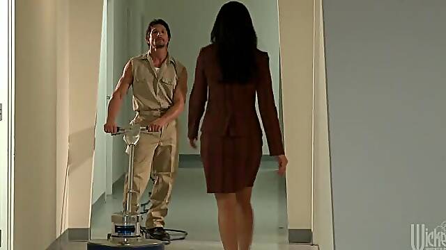 BrunIndia Summer Gets A Taste Of A Horny Janitor's Cock
