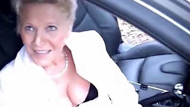 Pretty slut mature masturbates sucks a voyeur and fucking in forest