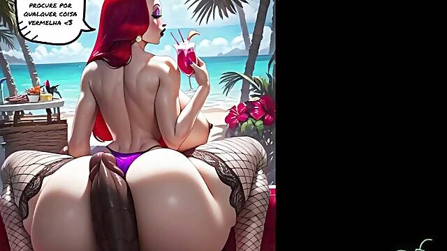 Jessica Rabbit x Large Ebony Knob - Parody toon sex