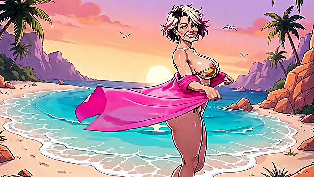 Hawt Large Boob MILFs at Beach