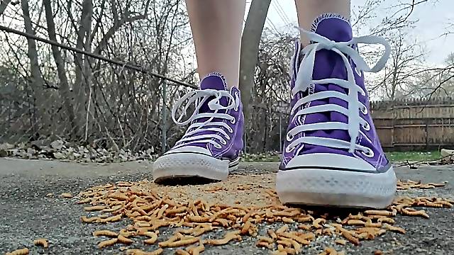 Converse Mealworm outside Giantess Bug Crush Fetish Trample
