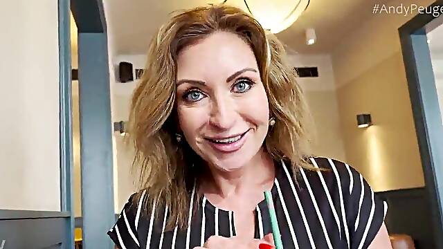 Public POV Oral-sex From Sexy Large Boobs mother Id like to fuck Julia North Inside Coffee Shop