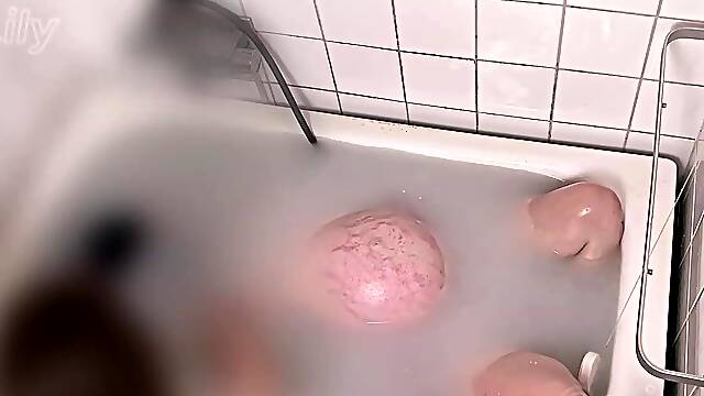 Hugely preggo mother Id like to fuck Lily Corinth gets massaged and manhandled in milk bathtub - Cum on abdomen