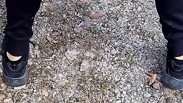 Nature Pee on the Hiking Trail beside a random parked car