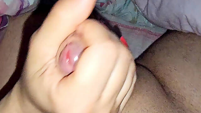 After a slow hand-job I make myself cum in cooch doggy-style