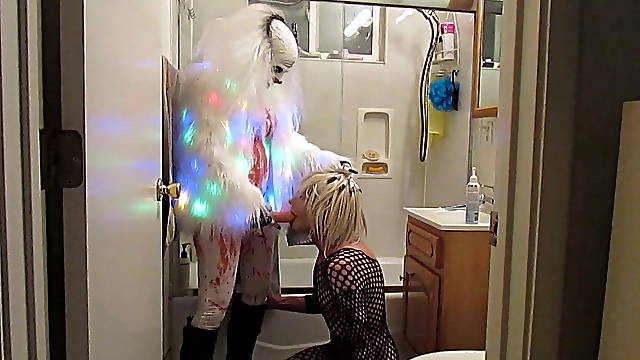 Bitch strapon clown fucking her sissy...