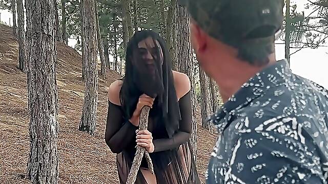 The forest witch fucks a defenseless man