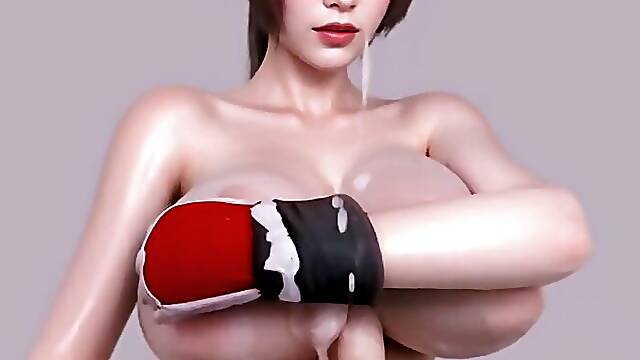 Fatal Fury Mai Shiranui cosplay Titjob Uncensored Hentai AI generated