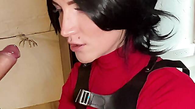 Sexy Ada Wong sucks dick and gets fucked on Halloween night