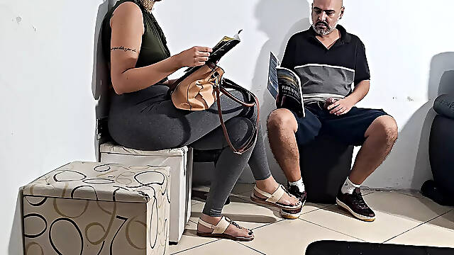 Flash of Dick in the Dentists Waiting Room and She Groped It.