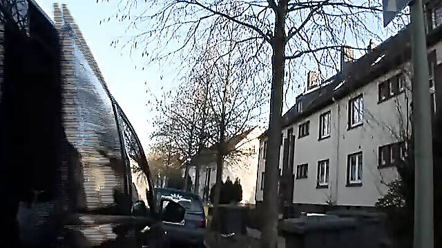 Sexy redhead German babe fucked in the moving car