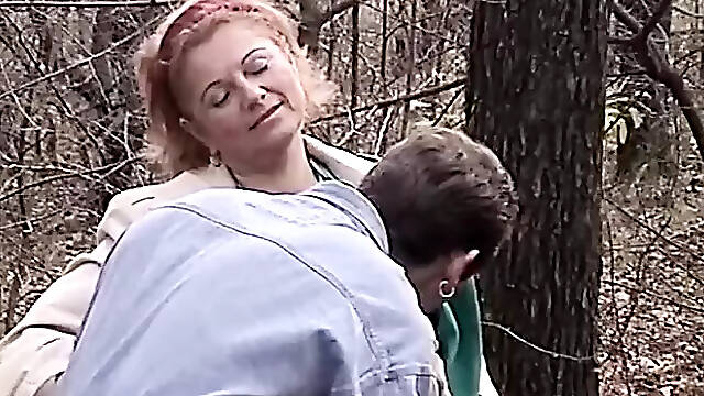Granny sex in the woods