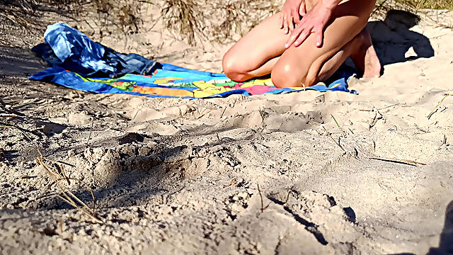 Public masturbation on the beach