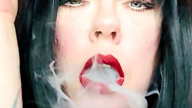 Pink PVC &amp; A New Collar! BBW Tina Snua Smokes A Winston Cork 10 Cigarette - Smoking Smoker Shiny