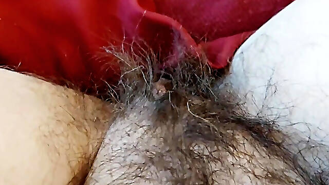 Extremely Hairy Pussy, POV Masturbation, Fingering, Big Labia, Orgasm with Moans