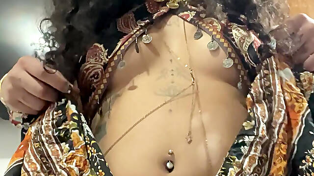 Latina Arabian Goddess with her Hairy Pussy Under Boho Skirt (Teasing)