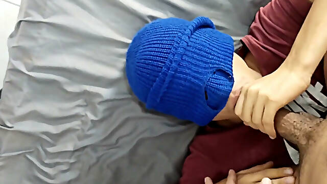 Latin Twink Kneels and Swallows Everything From Muscular Gym Male