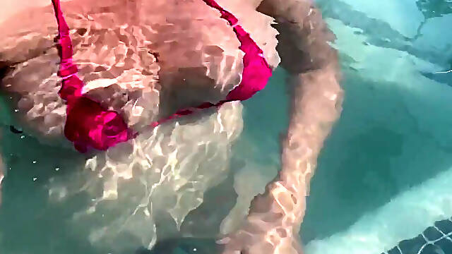 Artemisia Love Sexy and Horny Underwater Showing Her Big Tits in a Super Micro Bikini and You Can See Her Aureolas