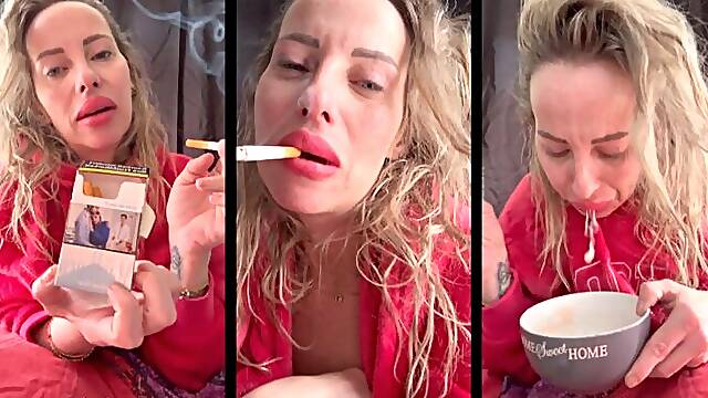 First cig in the morning with sick damaged lungs- coughing, wheezing & slime