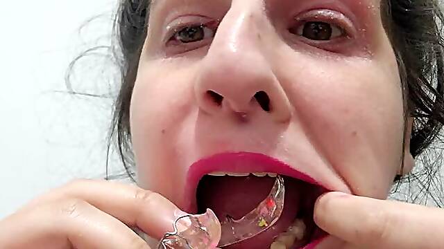 Retainers Fetish Close-Up – Putting In Upper and Lower Retainers, Tongue Play, Talking with Retainers On, Mouth and Teeth Focus Video