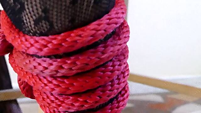 Creampie pov doggy fucking rope tied & bound with cum oozing from wet tight pussy
