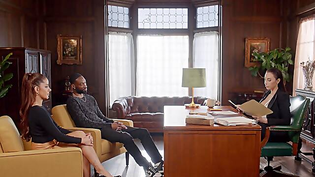 Two mature beauties sharing a young stud's cock