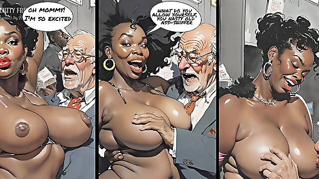Ebony Mistress And Rich Old Cuckolds Comic cartoon toon