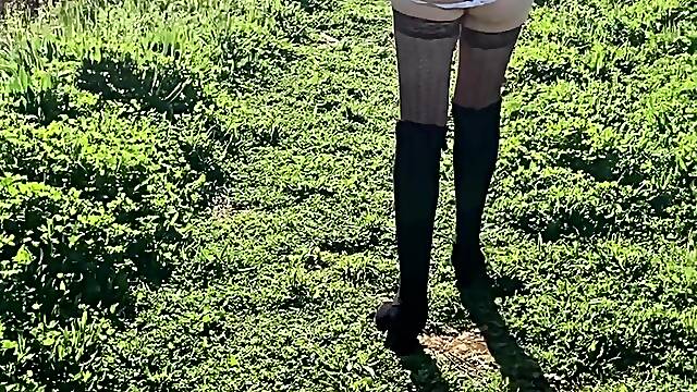 Exhib Fucked and Blowjob Outdoor