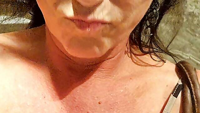 Naughty American MILF Public Bar Peeing