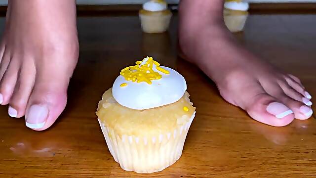 Ebony Girl Smashes Cupcakes with Her Feet